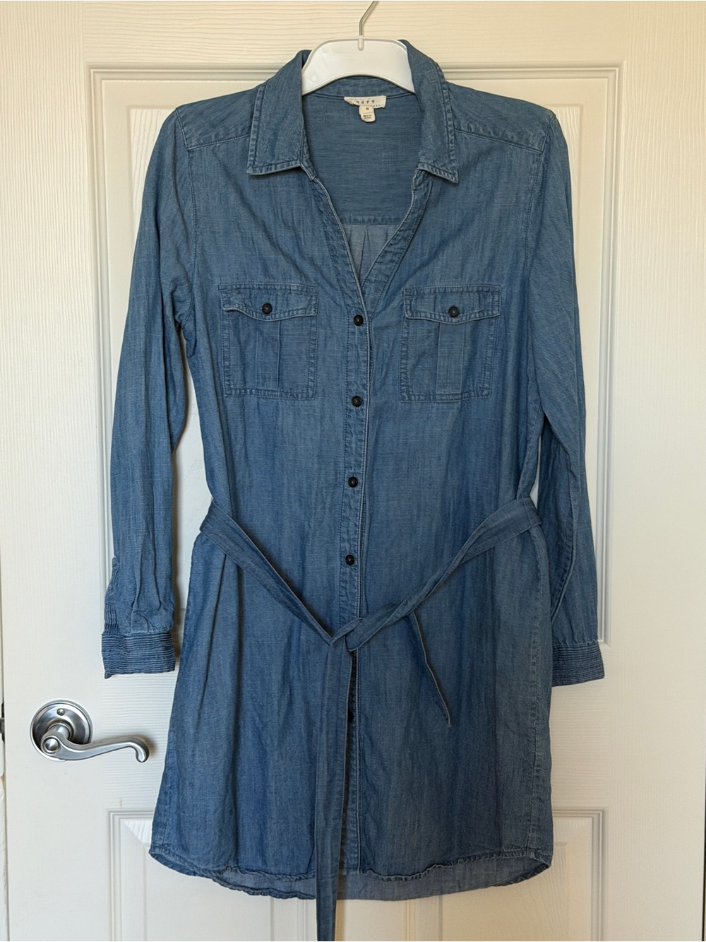 Soft Joie Chambray Shirt Dress - Blue